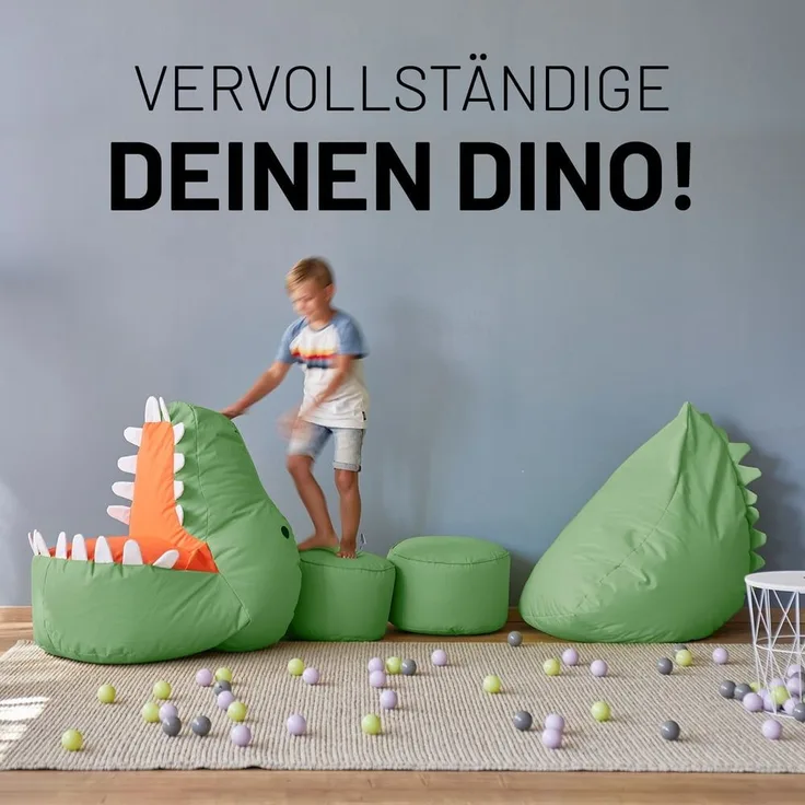 LUMALAND 'Animal Line Dino' Kindersitzsack, indoor & outdoor, Polyester grün, 4 Stück
