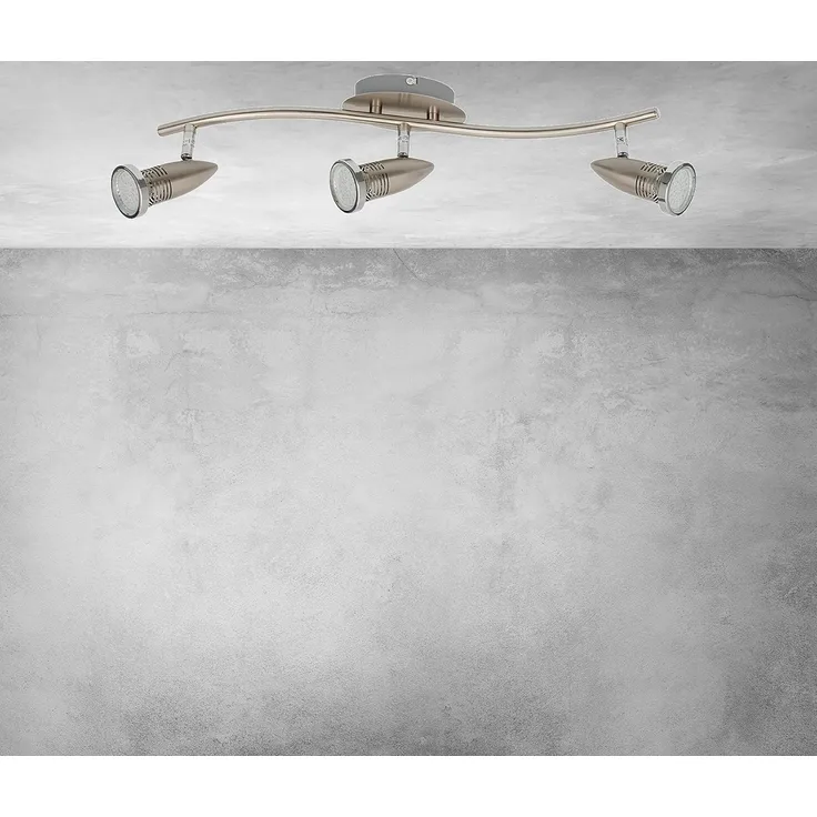 TRANGO LED Deckenstrahler, 3-flammig 2005-032-5W LED Deckenleuchte ANY inkl. 3x 5 Watt GU10 LED Leuchtmittel in Edelstahl-Optik I Deckenlampe I Deckenstrahler I Deckenspots, Lampe schwenkbar und drehbar