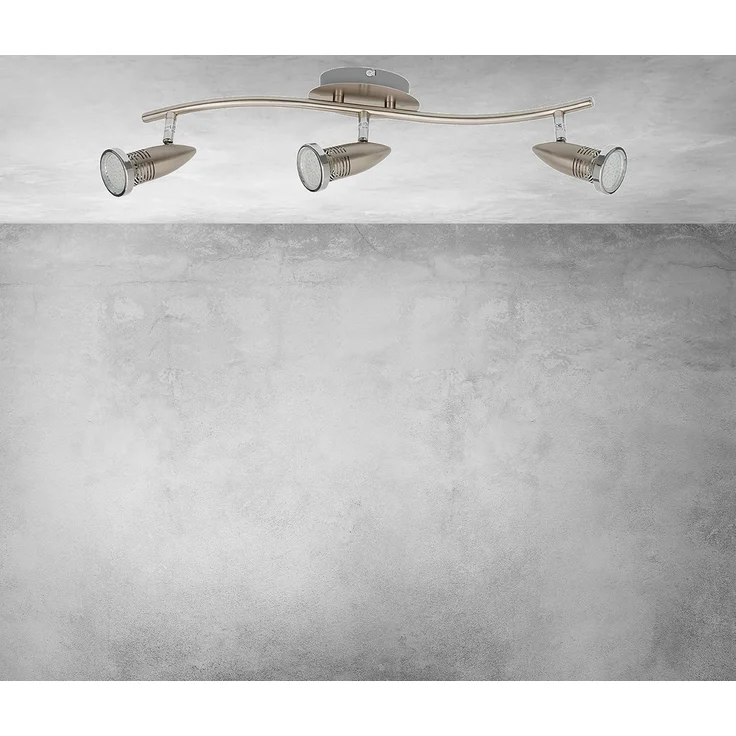 TRANGO LED Deckenstrahler, 3-flammig 2005-032-5W LED Deckenleuchte ANY inkl. 3x 5 Watt GU10 LED Leuchtmittel in Edelstahl-Optik I Deckenlampe I Deckenstrahler I Deckenspots, Lampe schwenkbar und drehbar – Bild 1