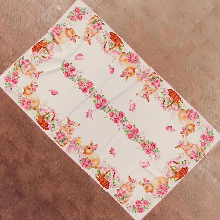 PETTI Artigiani Italiani - Tischdecke Ostern schmutzabweisend rechteckig Tischdecke Ostern Küche Design Pink Bunnys X6-Sitzer (140x180 cm) 100% Made in Italy – Bild 7