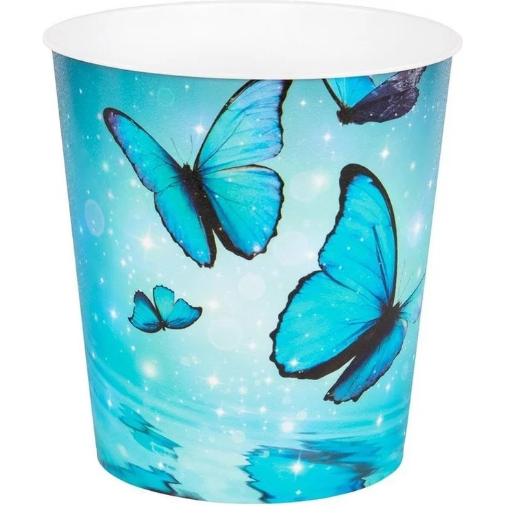 Idena Papierkorb Schmetterling Motiv, 9 Liter, Kunststoff, Mülleimer für Kinderzimmer, Blau – Bild 1
