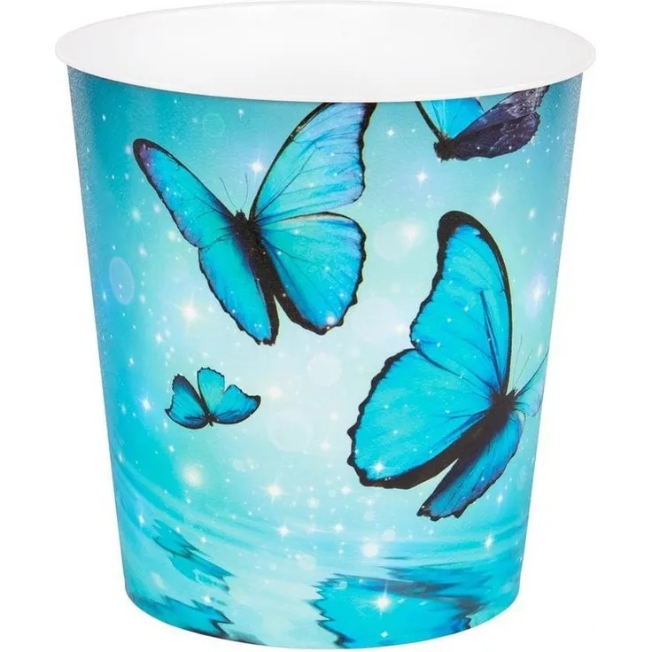 Idena Papierkorb Schmetterling Motiv, 9 Liter, Kunststoff, Mülleimer für Kinderzimmer, Blau