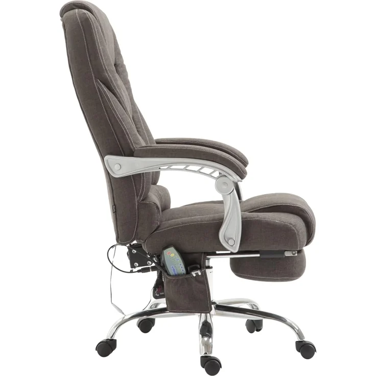 TPFLiving Bürostuhl Pacira mit Massagefunktion - höhenverstellbar und 360° drehbar (Schreibtischstuhl, Drehstuhl, Chefsessel, Bürostuhl XXL), Gestell: Metall chrom - Sitzfläche: Stoff dunkelgrau – Bild 4