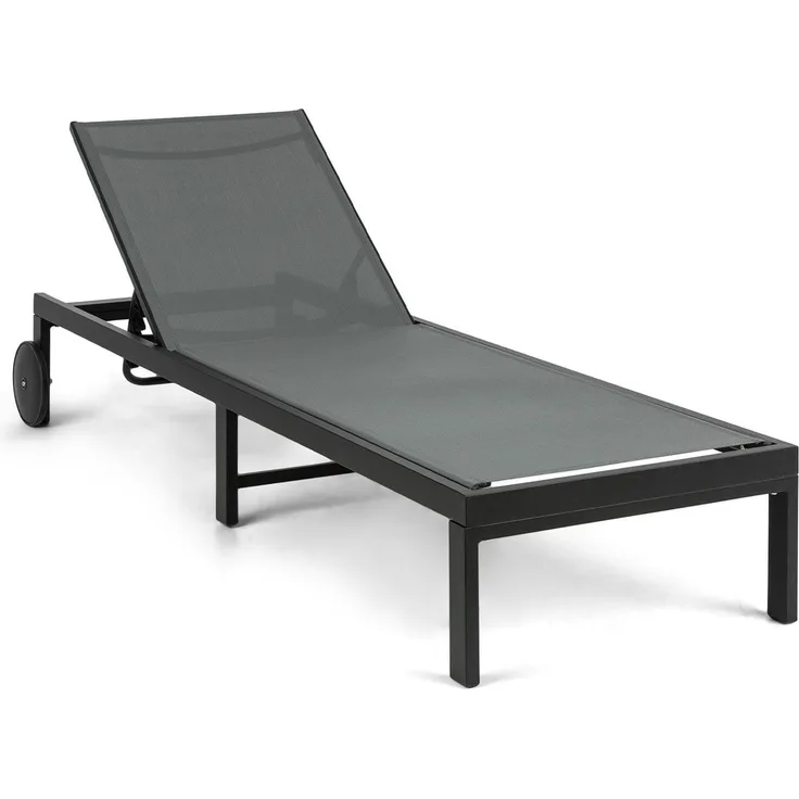 Lucca Lounger Liegestuhl Polyester Aluminium 4-Stufen Dunkelgrau