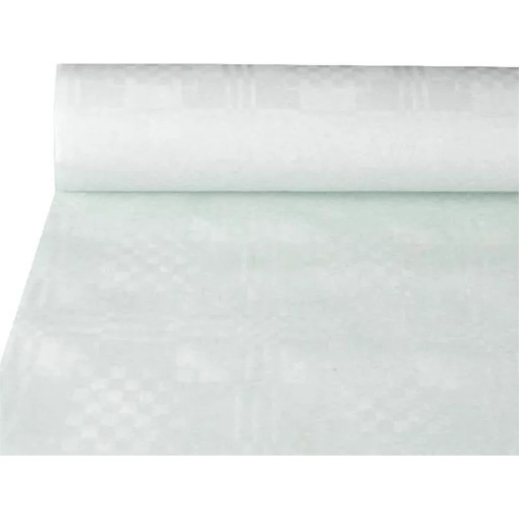 Papiertischtuch mit Damastprägung 10 m x 1,2 m weiss – Bild 1