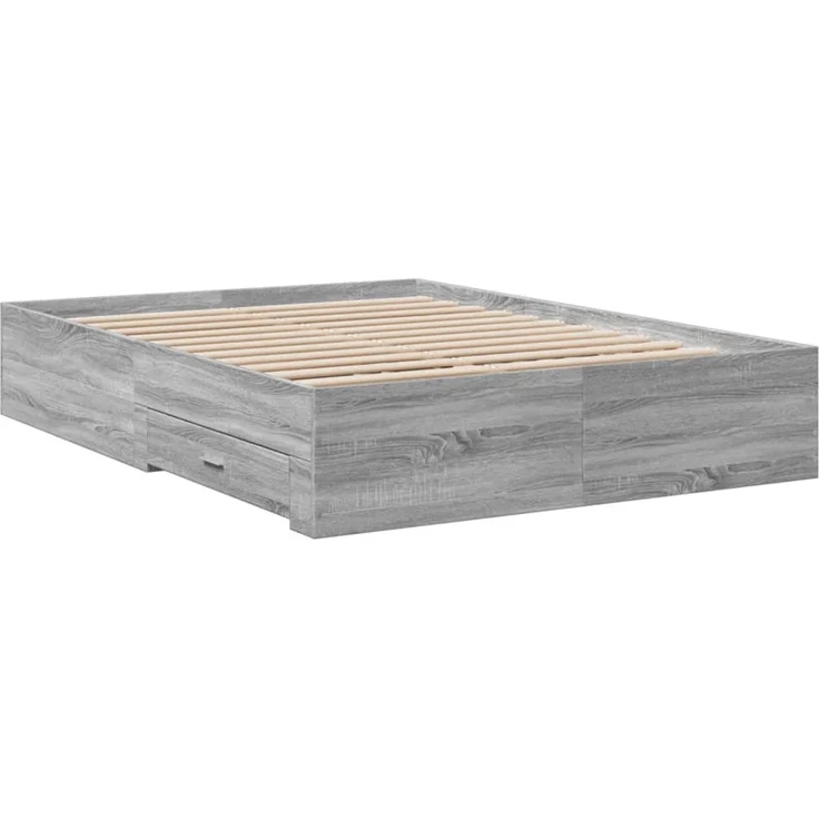 vidaXL Bettgestell mit Schubladen Grau Sonoma 120x200 cm Holzwerkstoff 3280396 – Bild 6