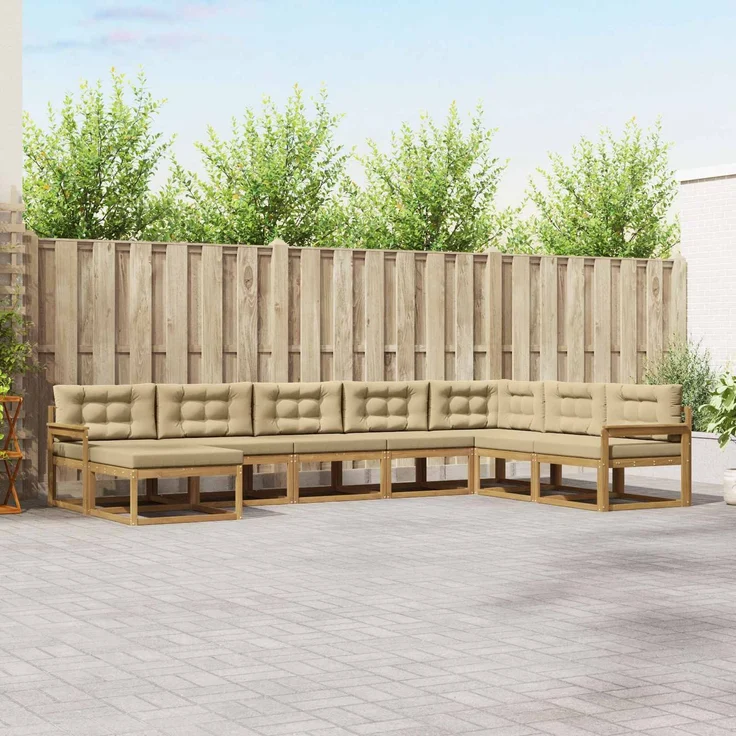 vidaXL Outdoor-Sofagarnitur 8 stk. 8-Sitzer Weiß und Beige 3386857 – Bild 1