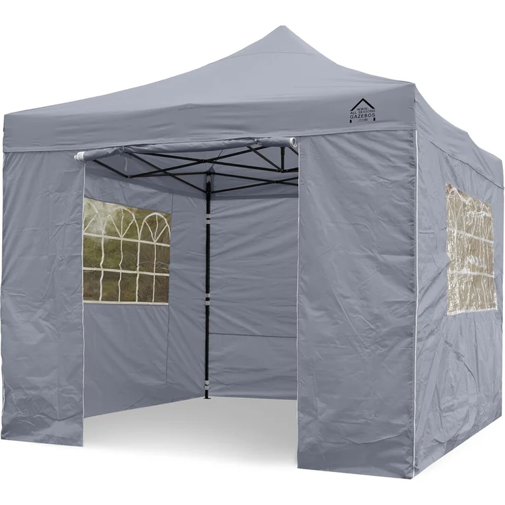 All Seasons Gazebos 3x3 m vollständig wasserdichtes Faltpavillon mit 4 Seitenteilen - Metallisch Grau – Bild 1