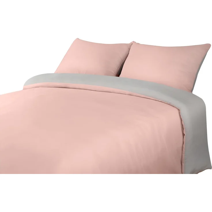 Utopia Bedding Bettwäsche 200x200 Set - Mikrofaser Bettbezug 200x200 cm + 2 Kissenbezüge 50x75 cm - Grau/Rosa – Bild 3
