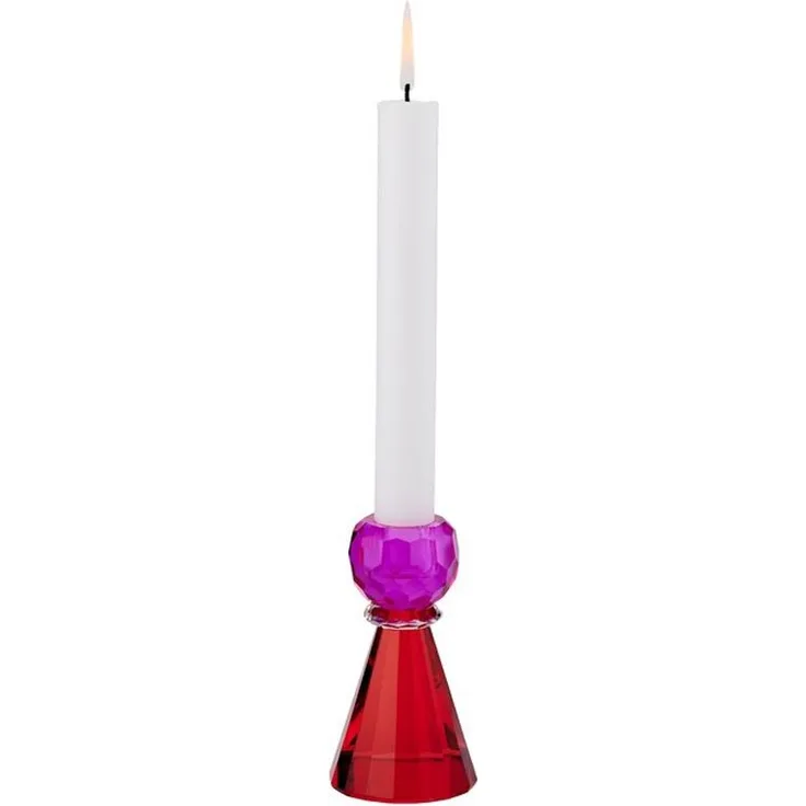 Gift Company Sari Kristallglas Kerzenhalter H11 5 cm Konus pink/rot gs