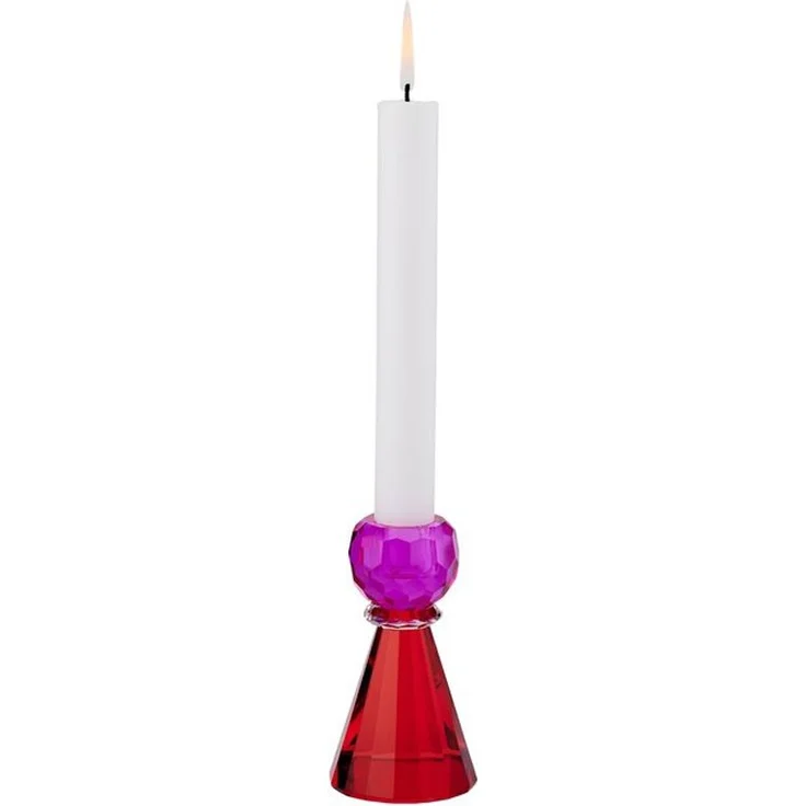 Gift Company Sari Kristallglas Kerzenhalter H11 5 cm Konus pink/rot gs