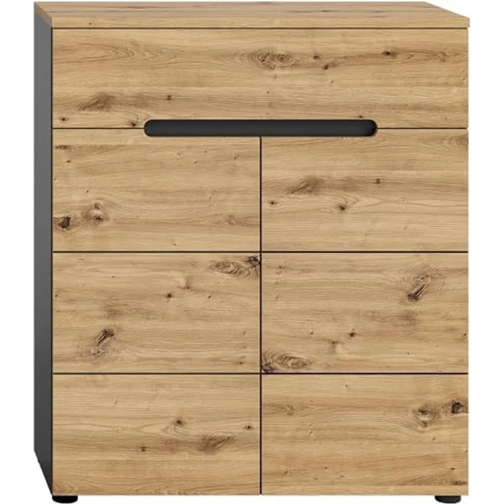 Lomadox Schuhkommode CORTONA-158, Schuhschrank Garderobenschrank Flurschrank modern in grau und Eiche – Bild 1