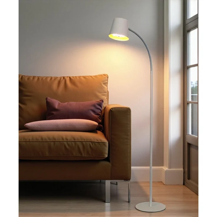 TRANGO LED Stehlampe, 1502W Weiß matt – Kabellos & wiederaufladbar – 6W 2700K warmweiß – Stufenlos dimmbar per Touch – IP44 – Akku Standlampe für Innen & Außen – Höhe 125 cm – USB-C Ladekabel 150cm – Bild 3