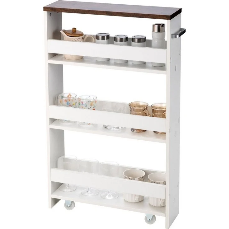 COSTWAY Küchenwagen, schmal, 4 Ebenen, auf Rollen, mit Griff, 48x12,5x81cm – Bild 1