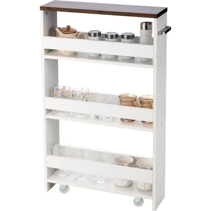 COSTWAY Küchenwagen, schmal, 4 Ebenen, auf Rollen, mit Griff, 48x12,5x81cm