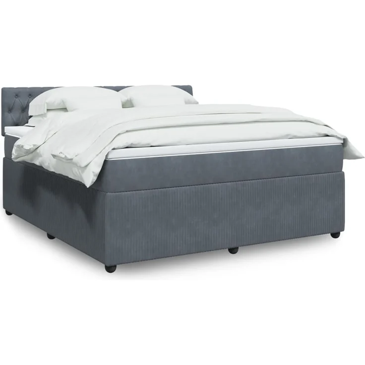 vidaXL Boxspringbett mit Matratze Dunkelgrau 180x200 cm Samt 3287813 – Bild 1