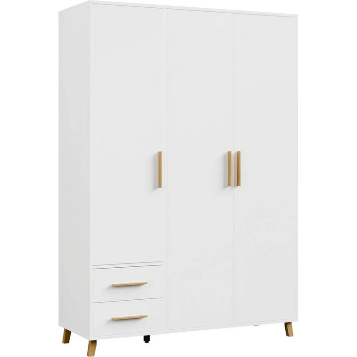 rauch Drehtürenschrank Kleiderschrank Schrank Garderobe Wäscheschrank SHINJO (in 3 verschiedenen Ausstattungen BASIC/CLASSIC/PREMIUM) Griffe und Füße aus Massivholz mit 2 Schubladen MADE IN GERMANY