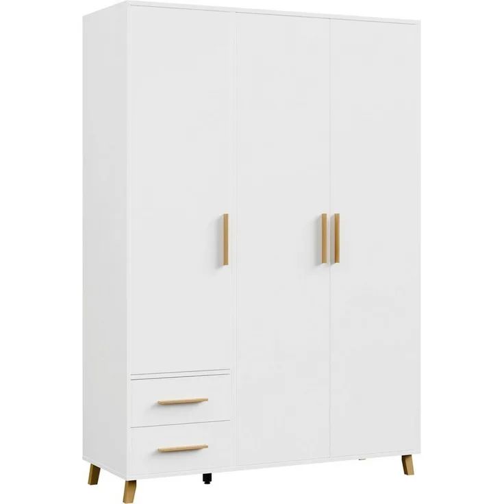 rauch Drehtürenschrank Kleiderschrank Schrank Garderobe Wäscheschrank SHINJO (in 3 verschiedenen Ausstattungen BASIC/CLASSIC/PREMIUM) Griffe und Füße aus Massivholz mit 2 Schubladen MADE IN GERMANY
