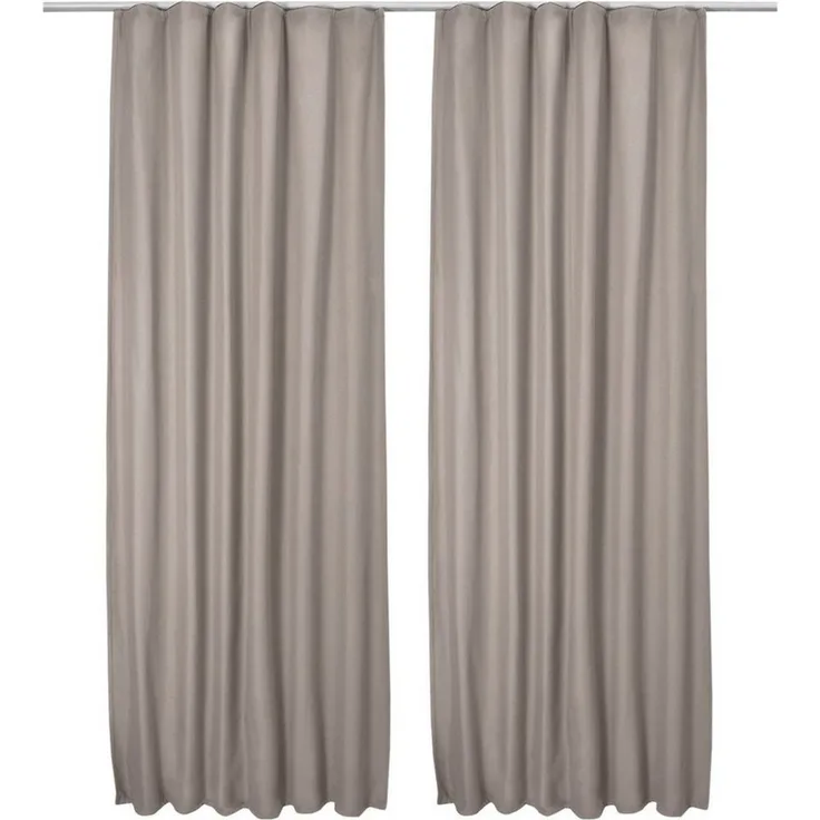 Beautissu Vorhang Amelie TK Thermovorhang mit Kräuselband, 140x245cm, Sand, 2er Set, Isolierend, Verdunkelung, Variante: Thermogardine