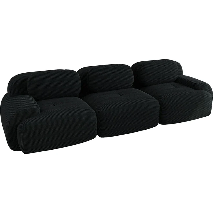 3-Sitzer-Sofa aus Premium-Cordstoff,modular kombinierbar rutschfest ohne Montage ergonomische Armlehnen und hochelastische Polsterung für Wohnzimmer und Schlafzimmer,Premium-Cordstoff,Black, – Bild 5
