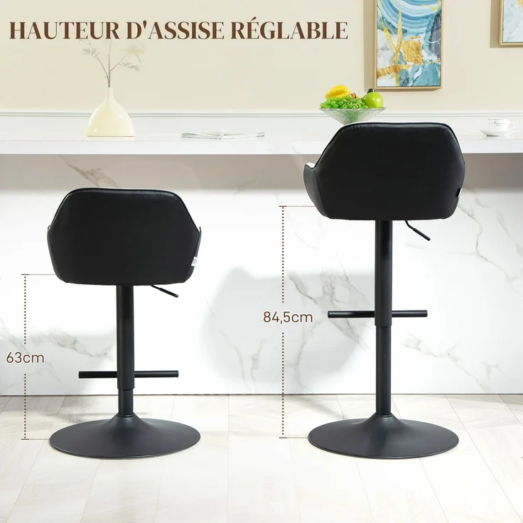 2er-Set Barhocker, höhenverstellbare Barstühle, Stoff in Leinenoptik und Stahlgestell, 52,5 x 53 x 86,5–108 cm, grau – Bild 7