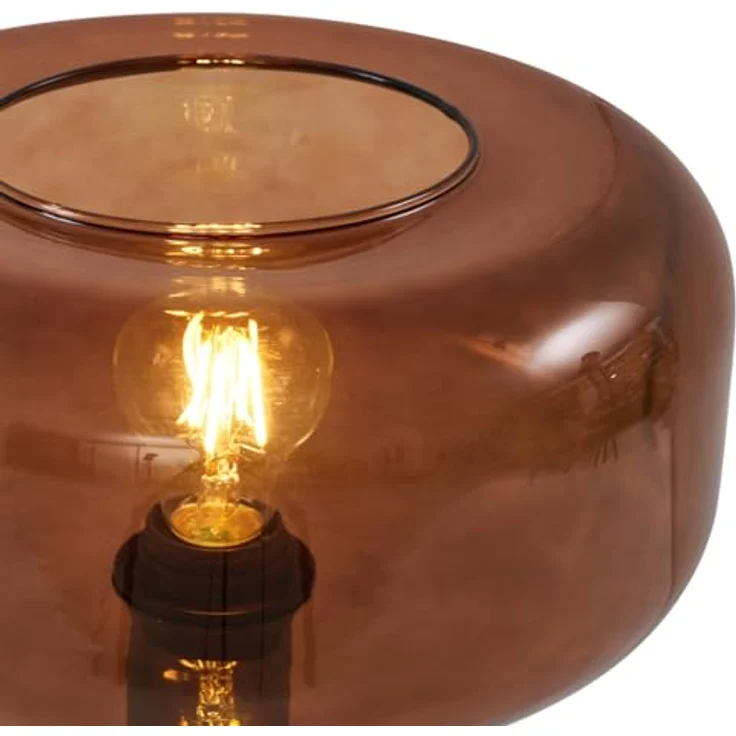 QAZQA Retro Tischleuchte Bizle, Schwarz mit Bronzeglas, Dimmbar, E27, Ideal für Wohnzimmer und Schlafzimmer – Bild 3