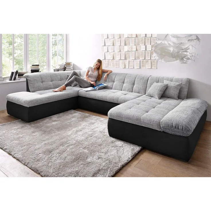 DOMO collection Wohnlandschaft Moric U-Form auch in Cord, im XXL-Format, wahlweise mit Bettfunktion und Armlehnenverstellung