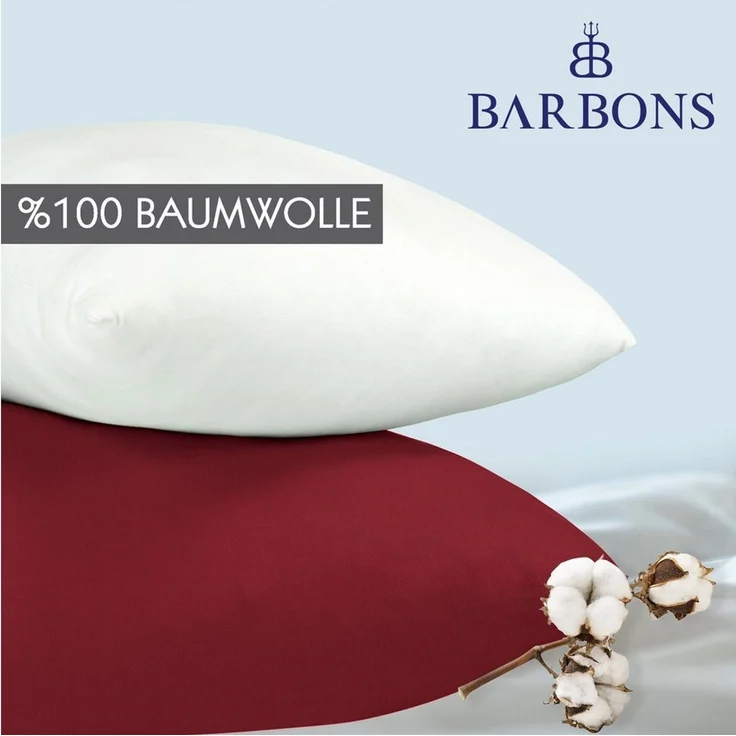 BARBONS Kissenbezug 100% Baumwolle Kissenbezug, weiche Kopfkissenbezug, Kissenhülle, (2 Stück), 165 g/m², Jersey – Bild 2