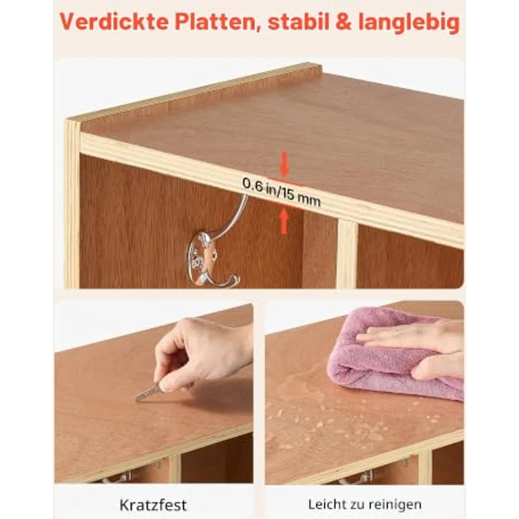 VEVOR Offener Kinderkleiderschrank, Garderobe mit 10 Haken & 10 Fächern (5 Groß + 5 Klein), langlebig & sicher, ideal für Kinderzimmer und Kita – Bild 5