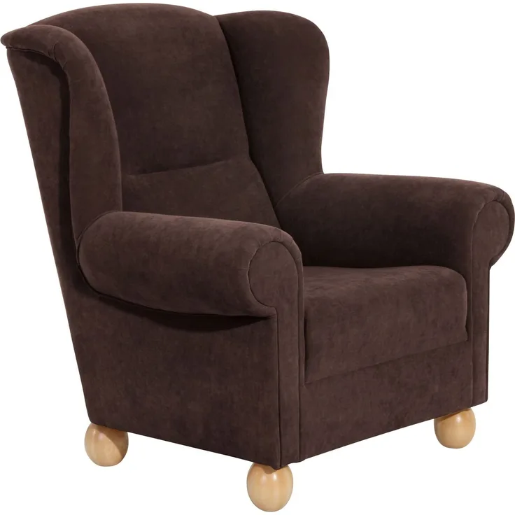 Ohrenbackensessel Kasha Bezug Veloursstoff Buche natur / braun 22272