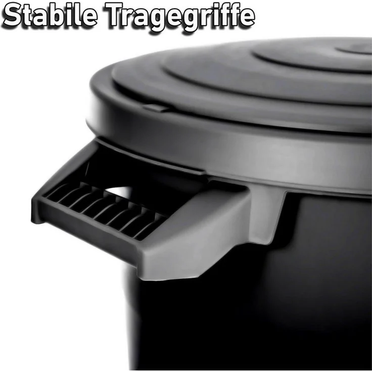 BigDean 2x wetterfeste Universaltonne mit Deckel und 2 stabilen Tragegriffen 80 Liter SCHWARZ - Regentonne Mülleimer - Indoor und Outdoor geeignet - Made in Europe – Bild 2