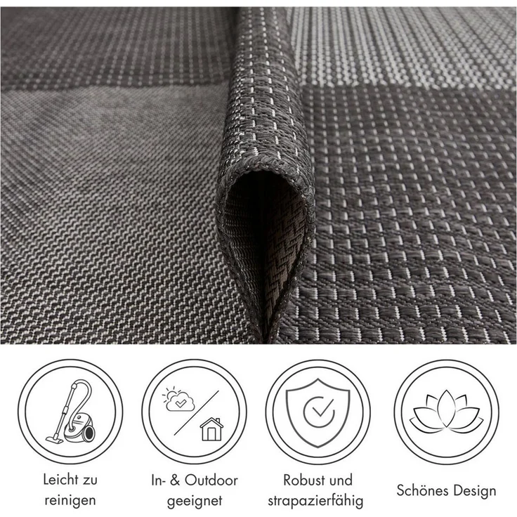 Andiamo Outdoorteppich Arizona anthrazit, 67 x 140 cm – Bild 2
