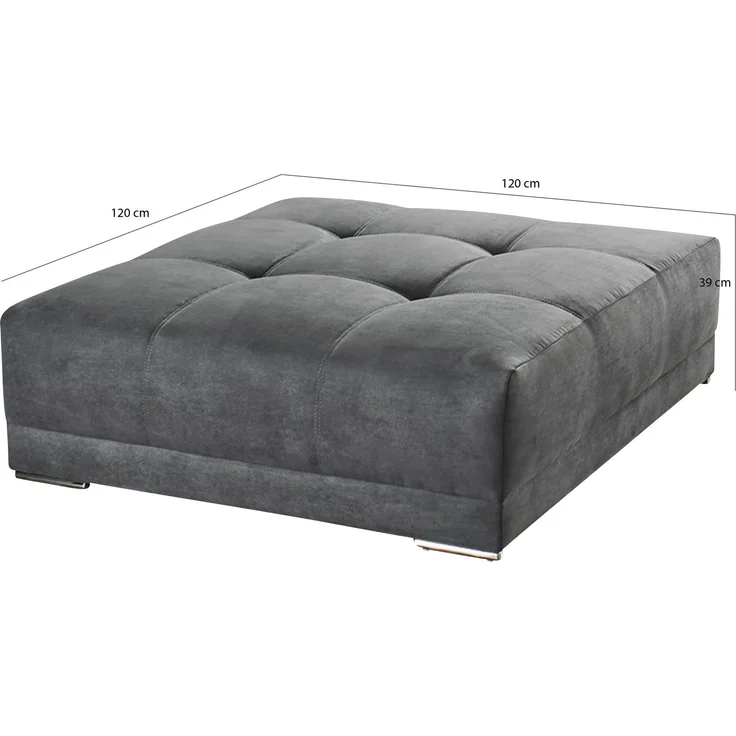 XXL-Hocker 120x120 cm für Big-Sofa Federkern Polstersitz in Mikrofaserstoff Grau – Bild 7