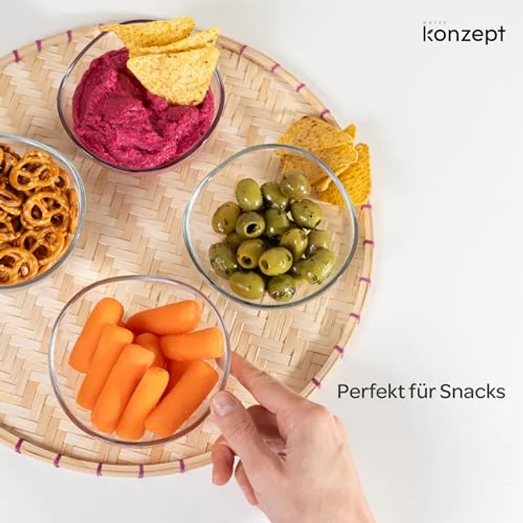 KONZEPT Salatschüssel Glas klein 6/12er Set – 310 ml, stapelbare, Salatschälchen, (12-tlg), ideal als Müslischalen, Servierschalen, Snackschalen, Dessertschalen – Bild 3