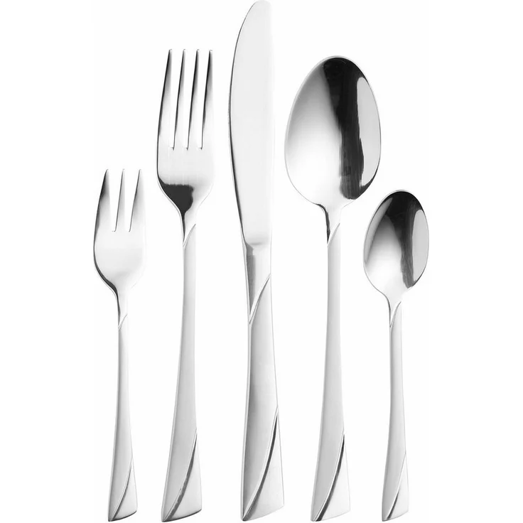 Mulex Besteck-Set Alabama (30-tlg), 6 Personen, Edelstahl 18/0, kühles Design, diagonal, leicht geschwungene Linien – Bild 3