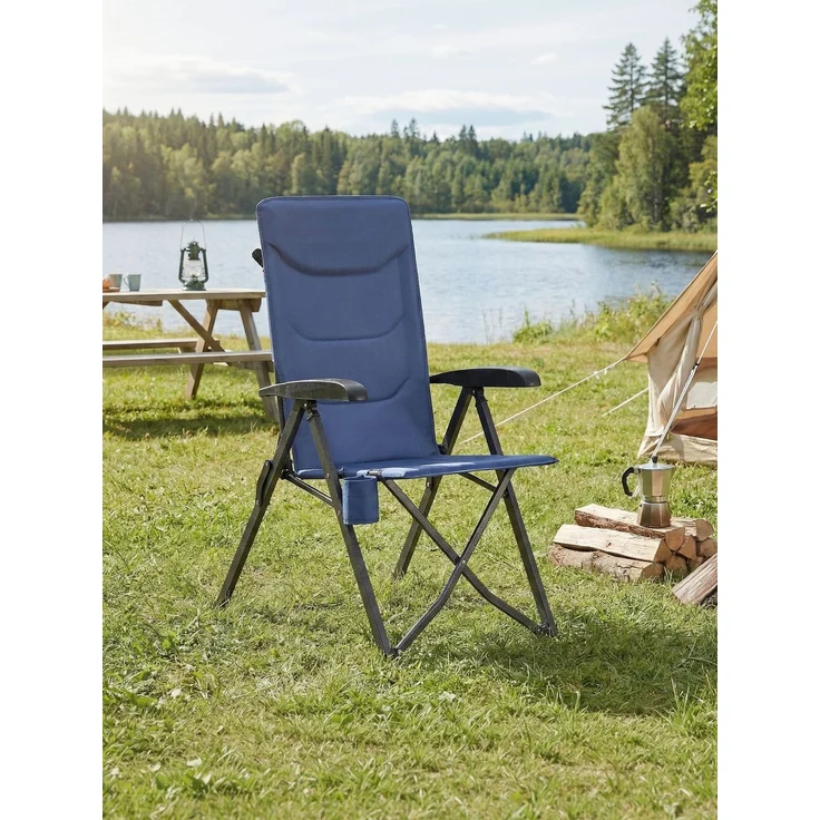 SONGMICS Campingstuhl faltbar, 2er Set, 95°-150° verstellbare Rückenlehne, Klappstuhl, drehbarer Getränkehalter, Tragetasche, Schultergurt, für Garten, Camping, Angeln, blau – Bild 5