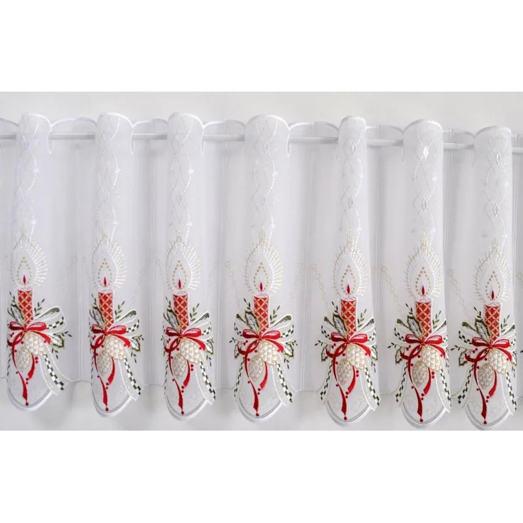 Stickereien Plauen Scheibengardine Kerzenschein (1 St), Stangendurchzug, transparent, Voile, mit echter Plauener Spitze Stickerei
