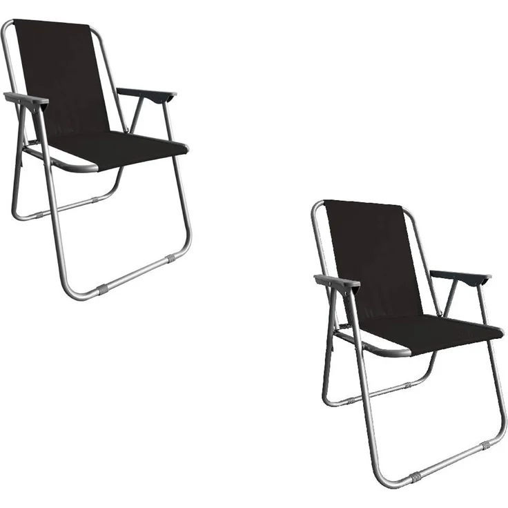Campingstuhl Anglersessel Gartenstuhl Sessel mit Armlehne schwarz 2er Set