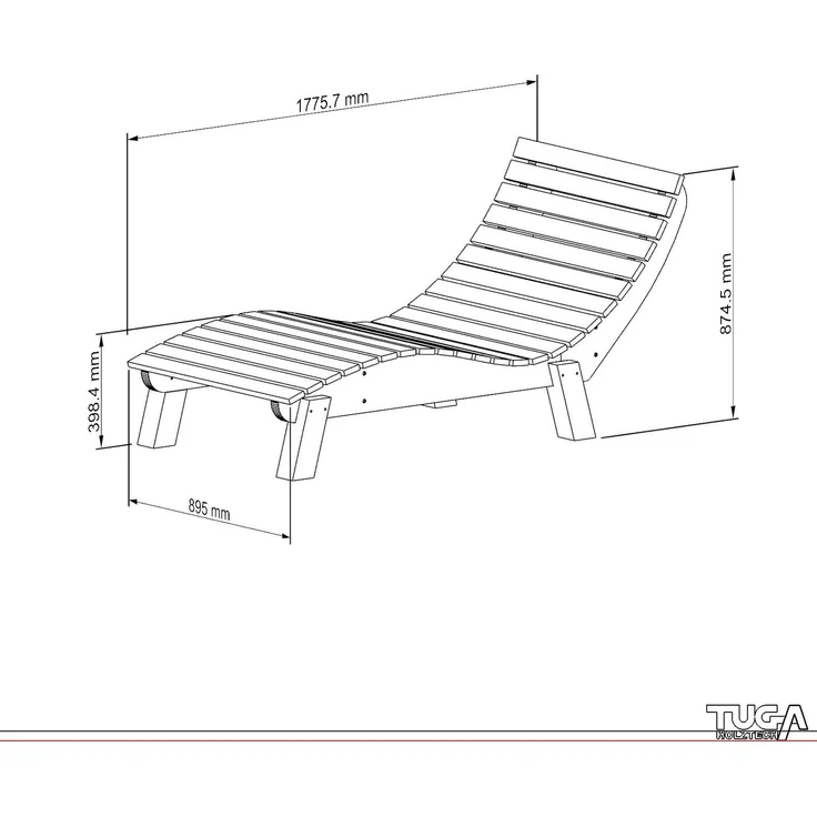 Gartenliege Relaxliege "Liege-Franzi" (Fichte) Breite 90cm Einstiegshöhe 40cm mit Füßen – Bild 7