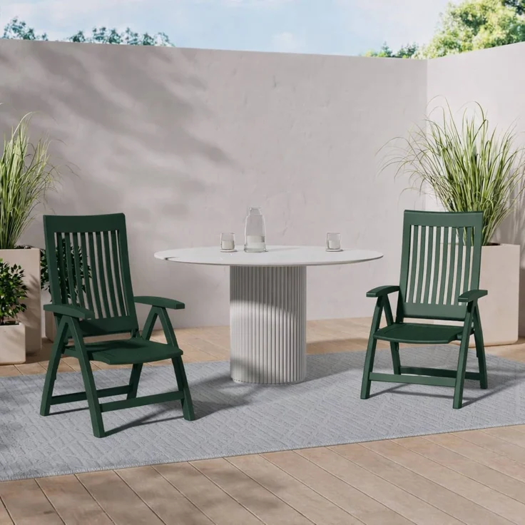 Kettler Roma Klappsessel - verstellbarer Gartensessel aus Kunststoff - dunkelgrün – Bild 3