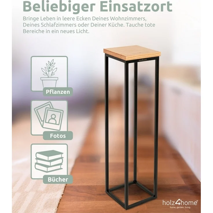 3er Set Blumenständer - Eiche natur / Schwarz - 50cm | 70cm | 90cm – Bild 3