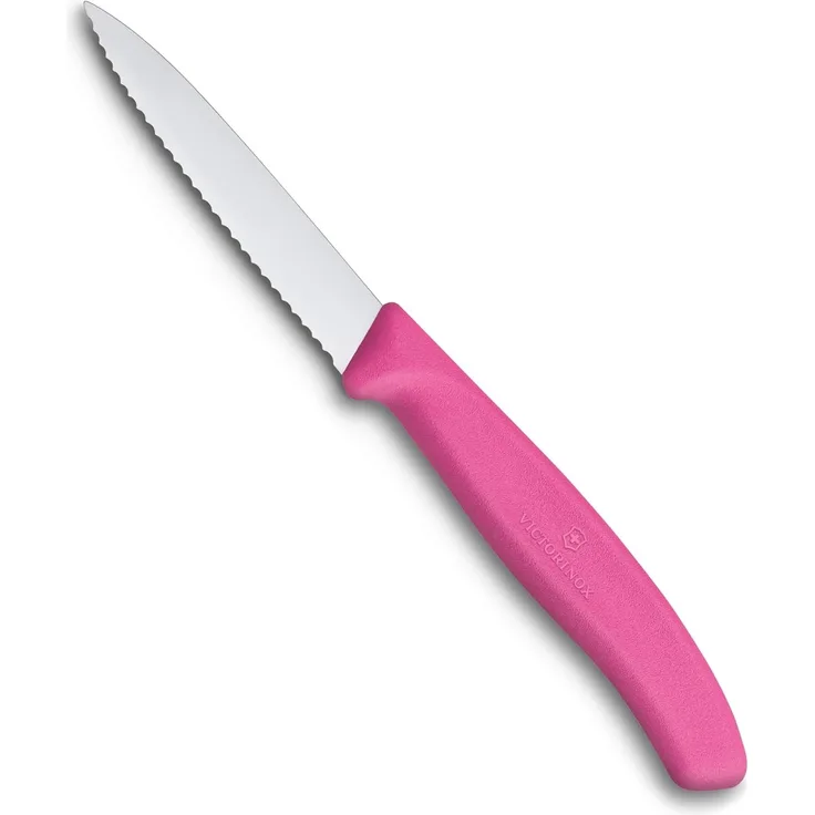 Victorinox, 6.7636. L115, Swiss Classic, Gemüsemesser, Extra scharfe Klinge, mit Wellenschliff, robuster Kunststoff-Griff, Pink, Made in Switzerland, Spülmaschinengeeignet