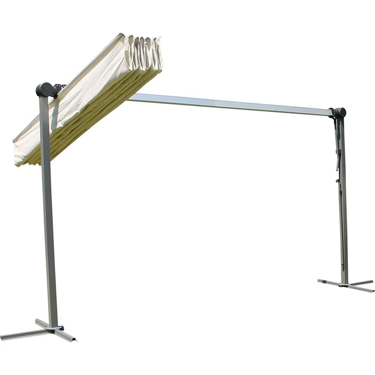 LECO Sonnendach WAVED, faltbar, Polyester lichtgrau, Aluminium- und Stahlrohrgestell anthrazit, 4x2,5 m – Bild 2