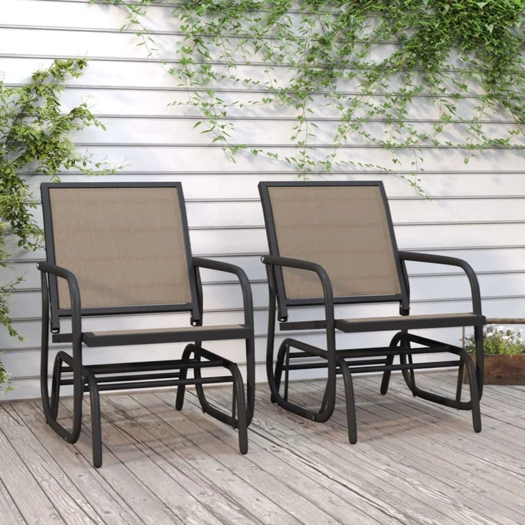 vidaXL Garten-Schaukelstühle 2 Stk. Braun 61 x 76 x 87 cm Textilene Stahl 362713 – Bild 1