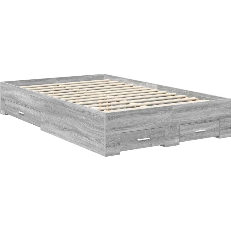 vidaXL Bettrahmen Graues Sonoma 120 x 190 cm Holzwerkstoff 3410008 – Bild 5