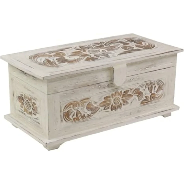 Oriental Galerie Truhe Weiße Truhe Blumen Mittel 50 cm Design 2 – Bild 1