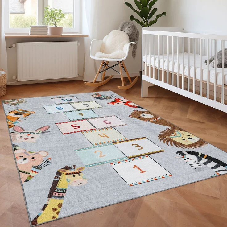 SIMPEX24 Teppich Hüpfspiel Design, Rechteckig, Höhe: 7 mm, Teppich Kinderzimmer Hüpfspiel Design Rutschfest Waschbar – Bild 5