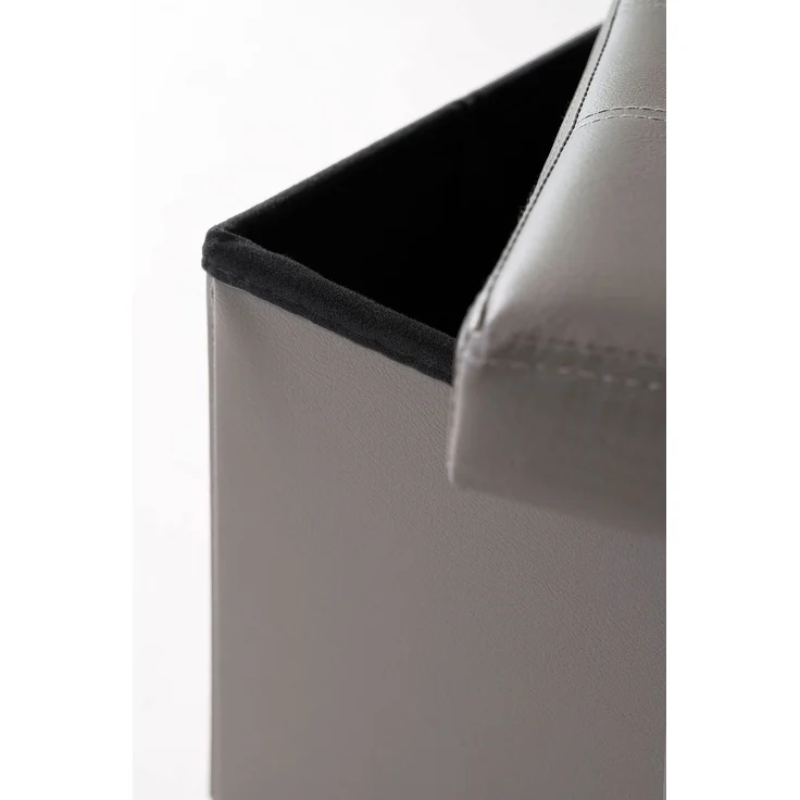 dibea Sitzbank faltbar, stabil & komfortabel, mit großem Stauraum (80 L), Kunstlederbezug & gepolsterter Sitzfläche, 76x38x38 cm, grau – Bild 4