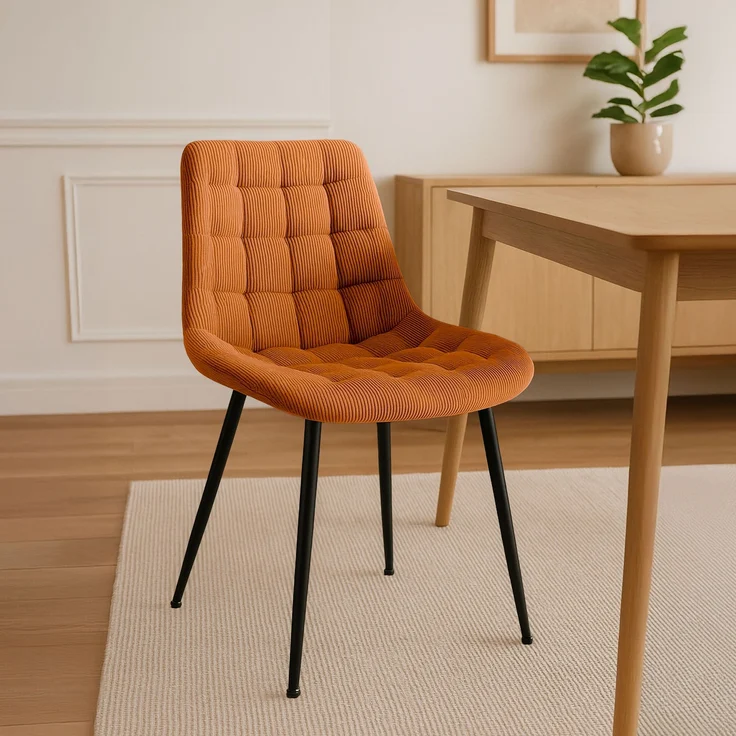 CLP Esszimmerstuhl Sardna Cordbezug gepolstert mit Rückenlehne,orange – Bild 3