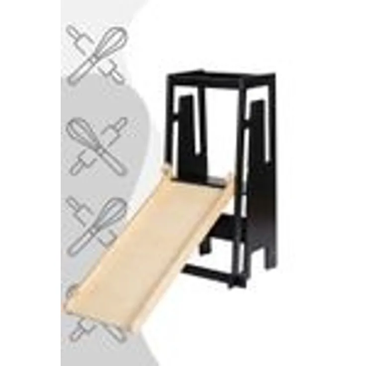 Tuki Entdeckerset - Lernturm + Rutsche mit Maltafel Black